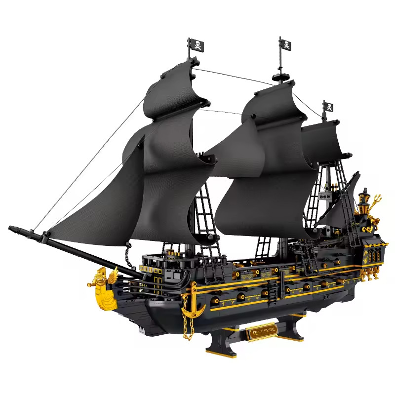 2900PCS Dark Phantom Pirate Ship Building Blocks Classic Ghost Ship Model Bricks