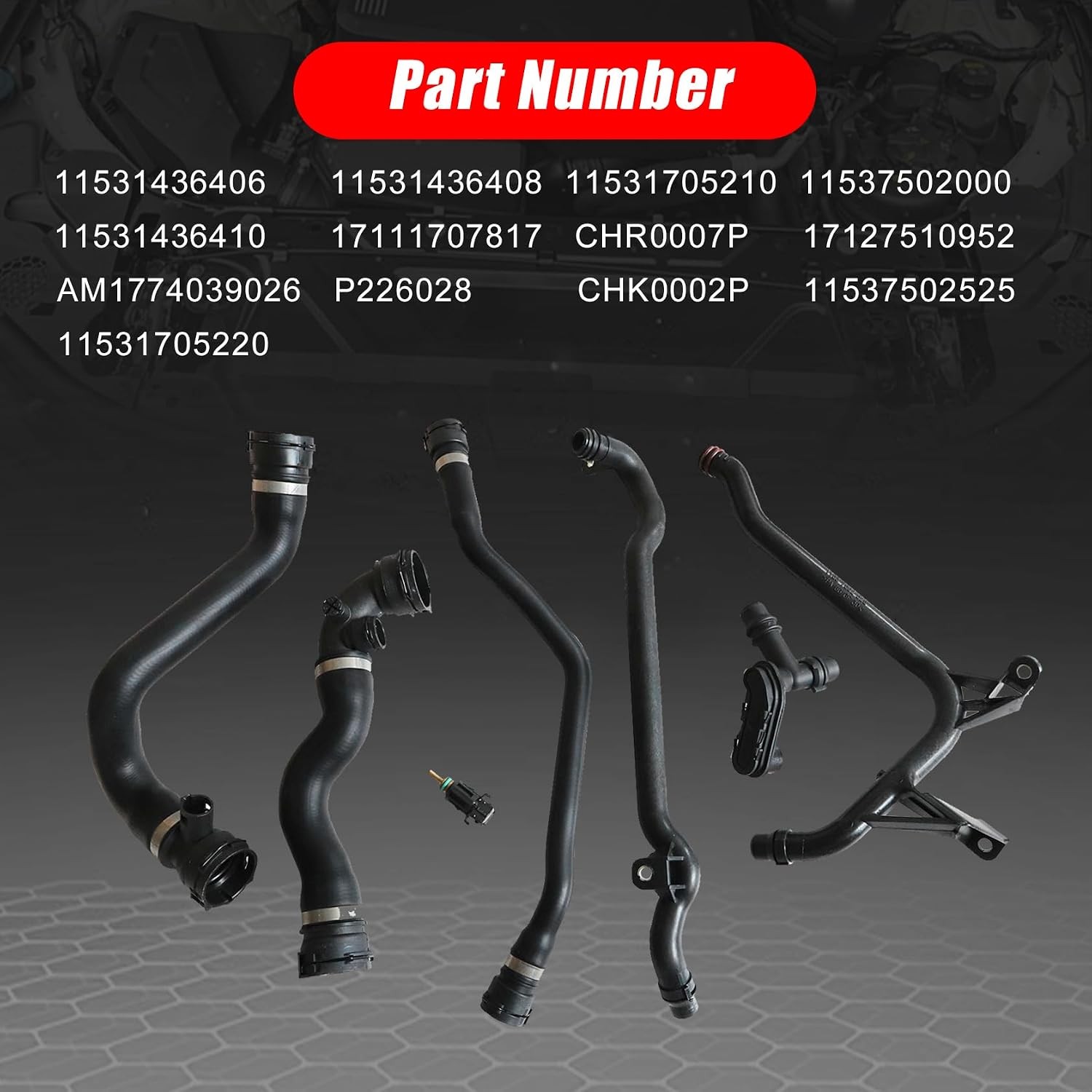 FZJDSD 7Pcs Set Expansion Tank Coolant Radiator Hose Kit Compatible with BMW