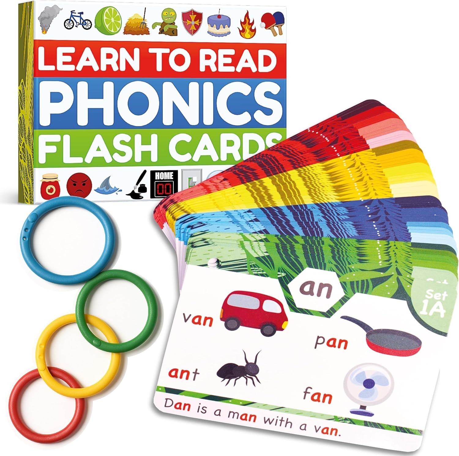 Comprehensive 62-Piece Phonics Flash Cards Set: Master Reading From Ages 4-8