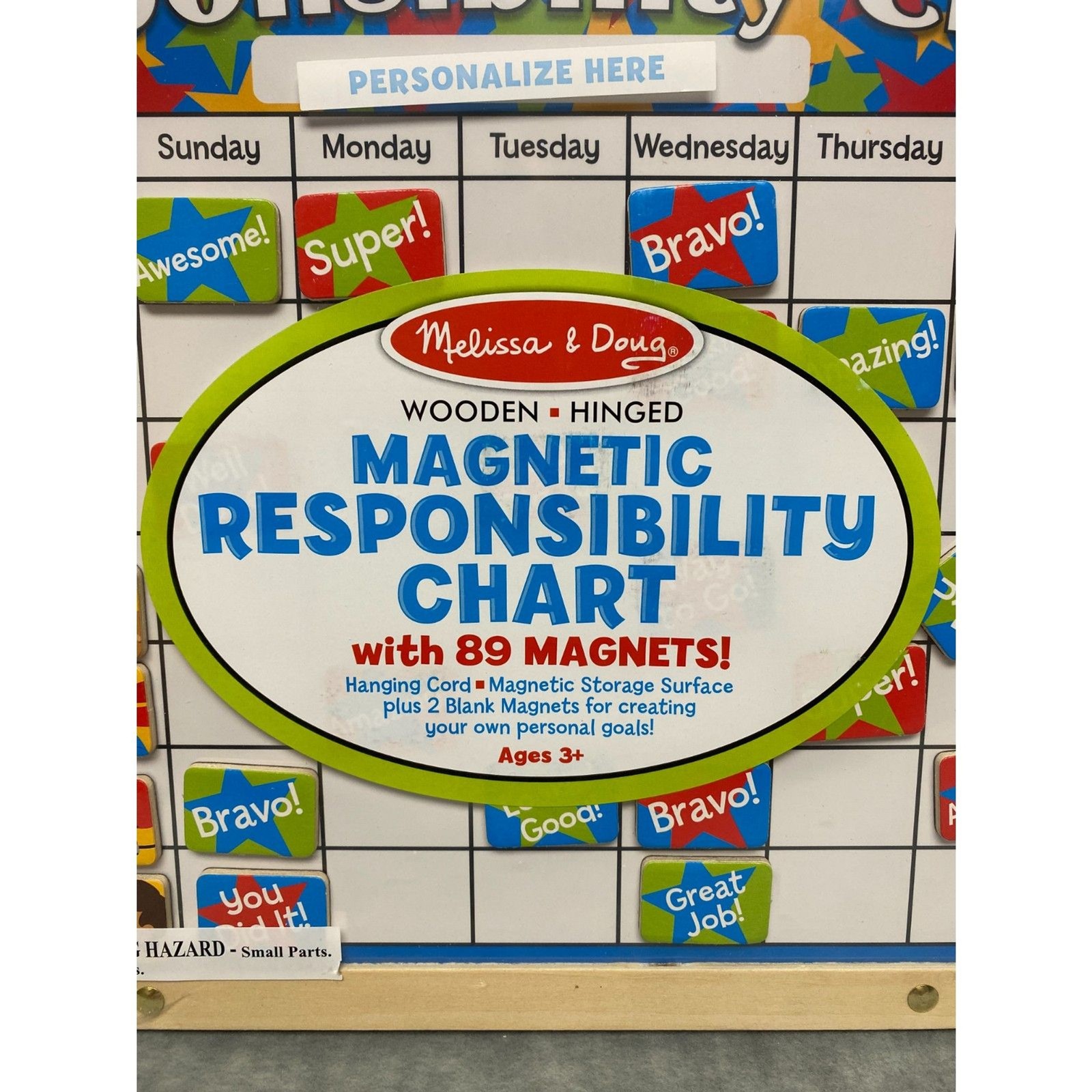 Melissa & Doug Magnetic Responsibility Chart Wooden Hinged 89 Magnet Hanging