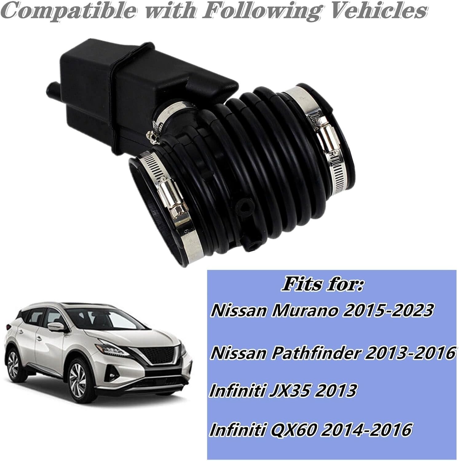 Engine Air Intake Hose 16576-3JA0A, For Nissan Murano 2015-2023 Pathfinder 2013-