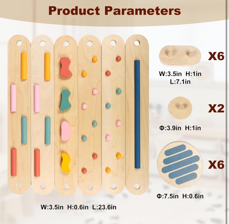 12Pcs Kids Balance Beam & Stepping Stones Wooden Balance Toy Gym Obstacle Course