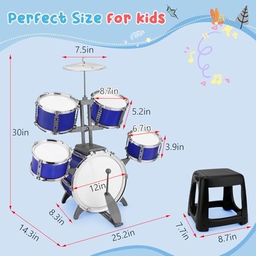 Upgraded Kids Drum Set for Toddlers Plastic Musical Jazz Drum Instruments Kit…