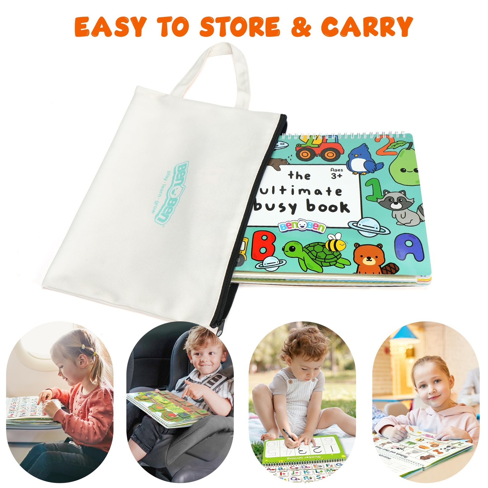 Busy Book for Toddlers, 30 Pages, Pre-Assembled, Preschool Learning Activitie…