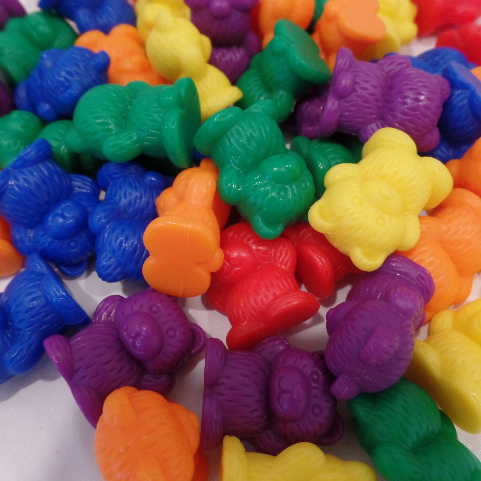 2 sets Rainbow Colored Counting Bears w/cups plates tongs teacher homeschool