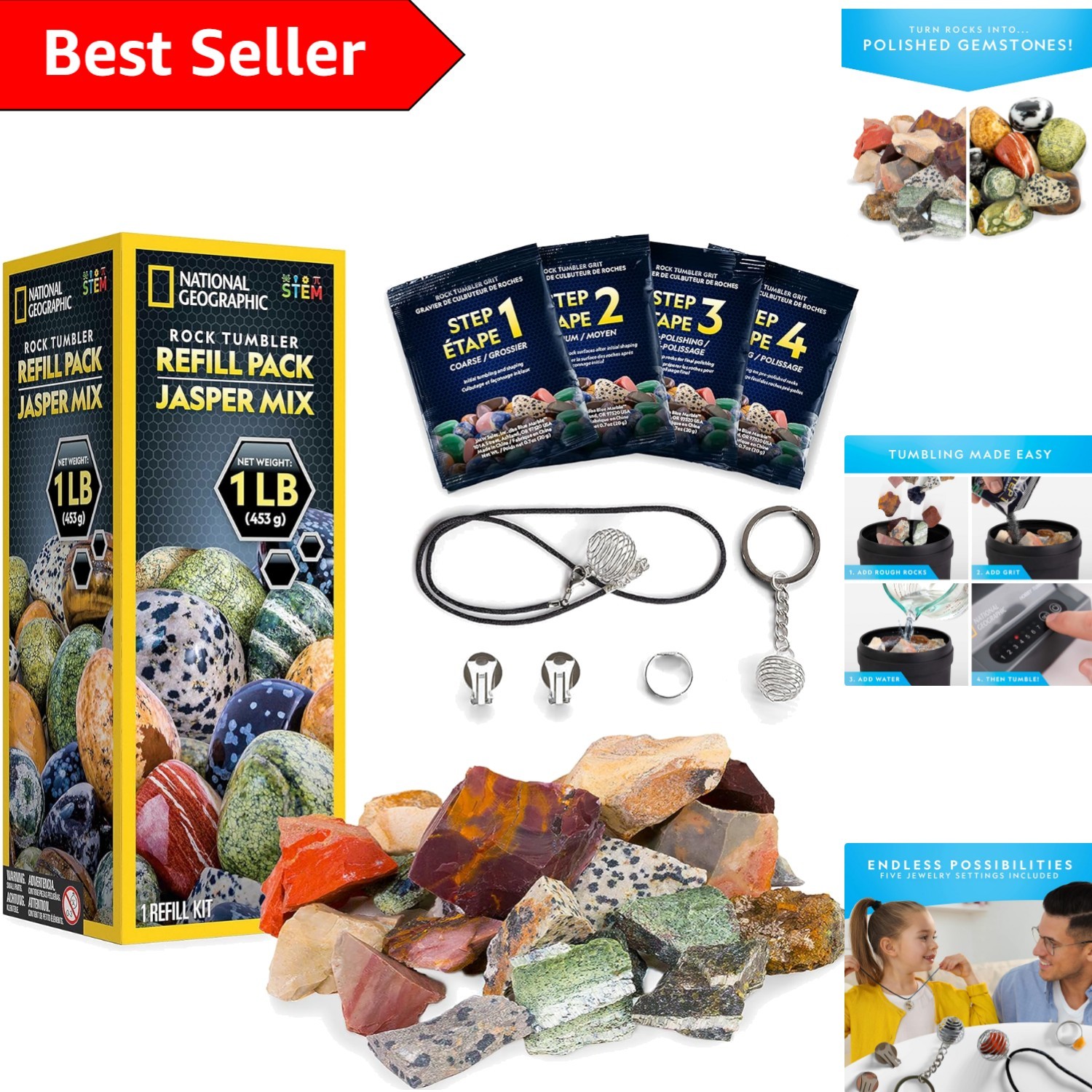 National Geographic Rough Jasper Refill Kit for Rock Tumbler