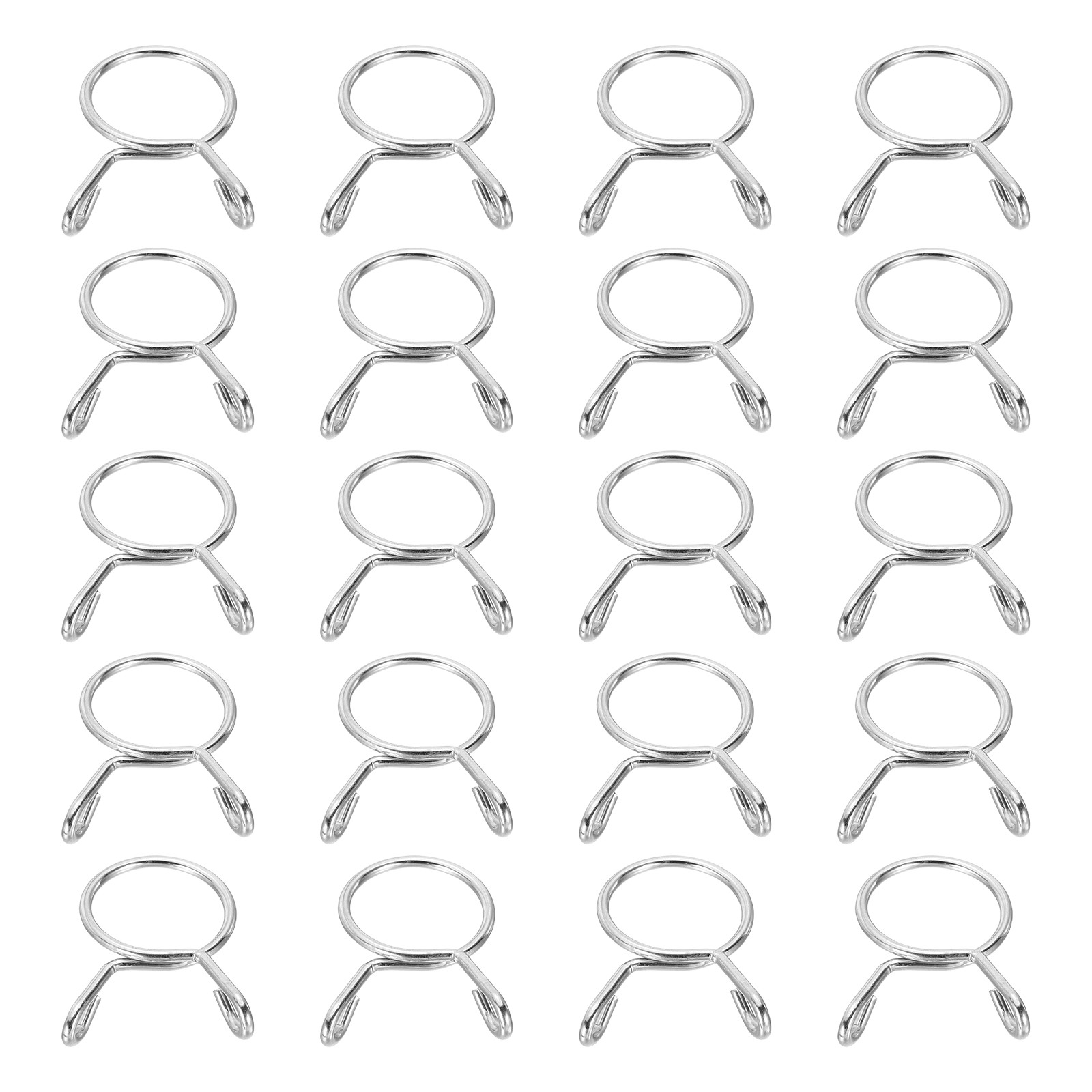 20Pcs 17mm ID 19.5mm OD Fuel Line Hose Clips Spring Clips Clamps Silver
