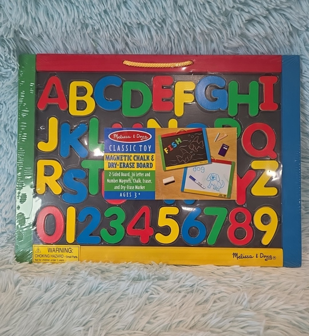 Melissa & Doug Magnetic Chalkboard & Dry-Erase Board – 36 Magnets – New