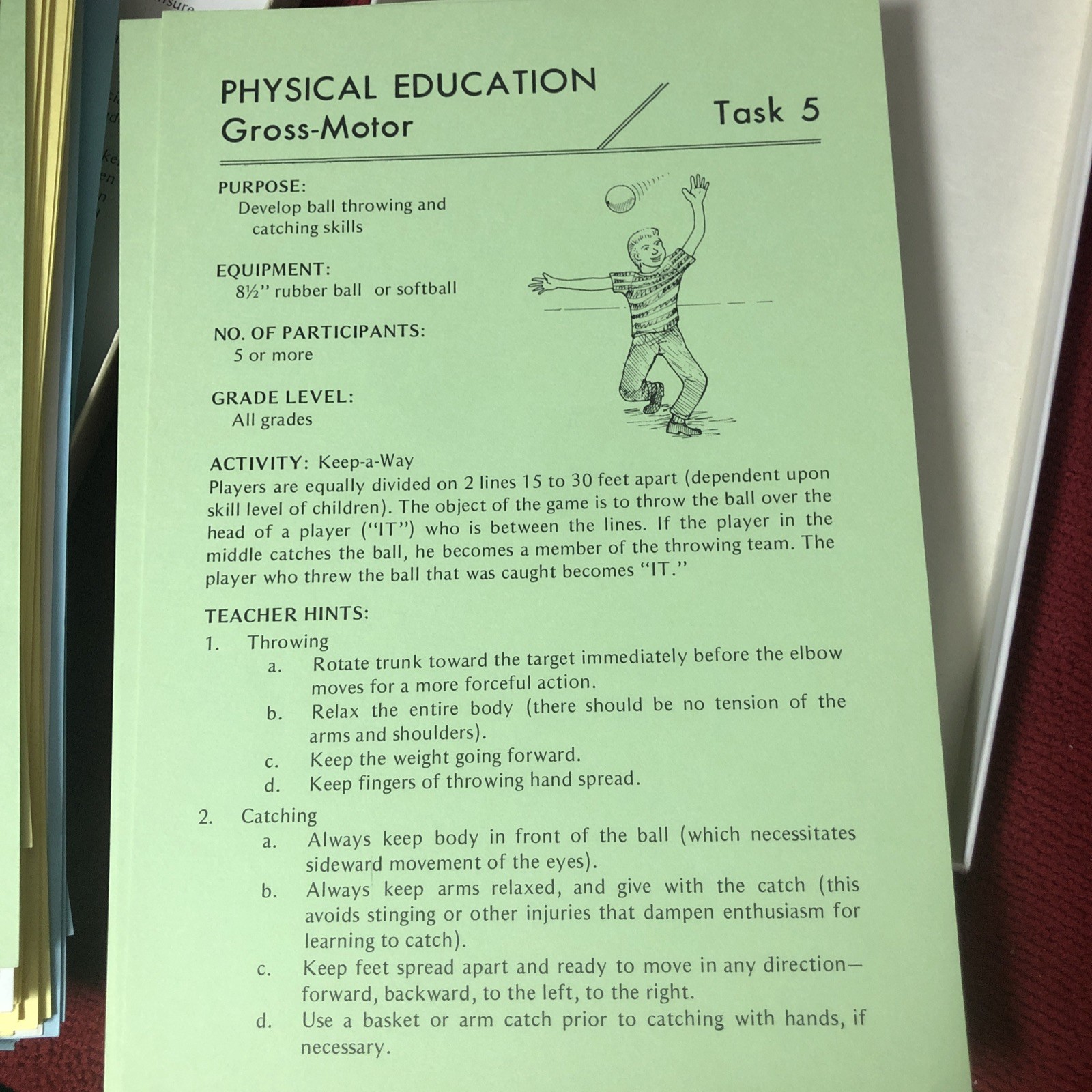 Learning Activity Cards For Children & Teachers Communication Physical Education