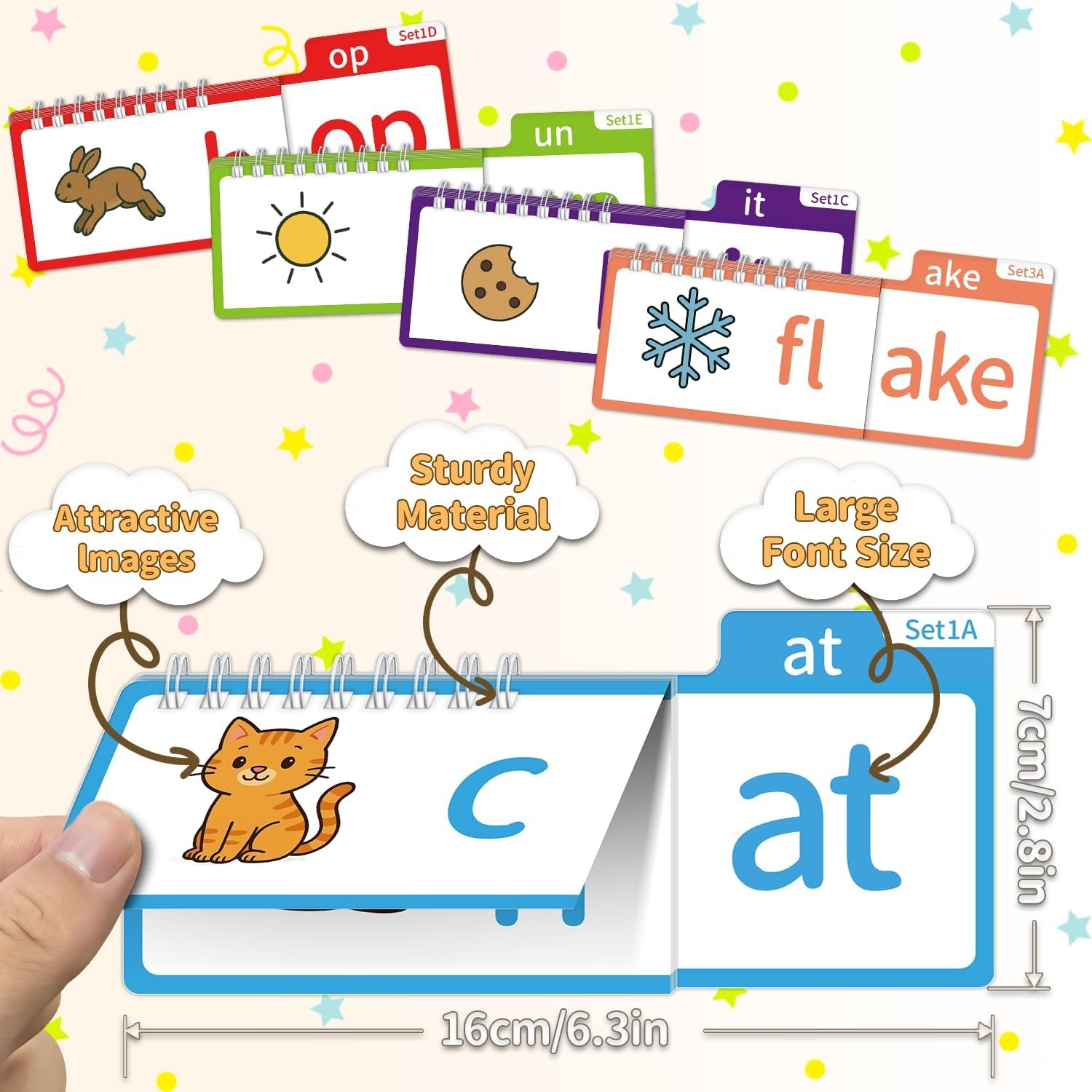 Phonics Flash Cards & Word Family Build Book, 40 Read & Rhyme Flip Books, Lea…
