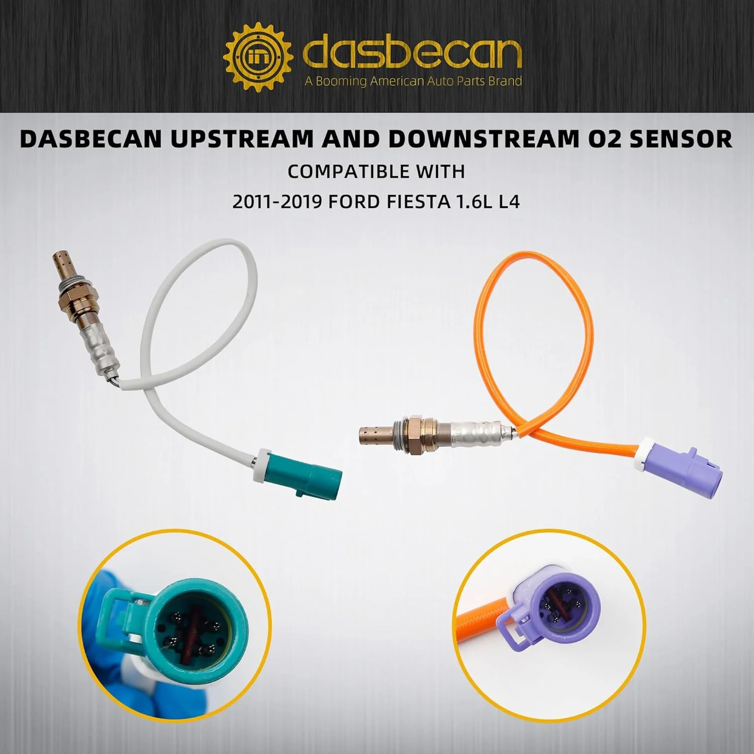 Dasbecan Oxygen O2 Sensor Set Upstream and Downstream Compatible with Ford Fiest
