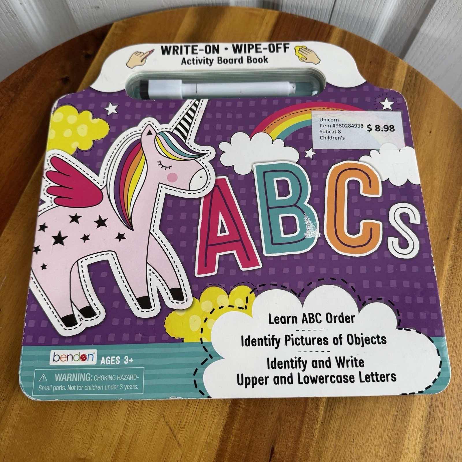 Bendon Wipe-off Board ABC Unicorn Homeschool Kids Learning Book