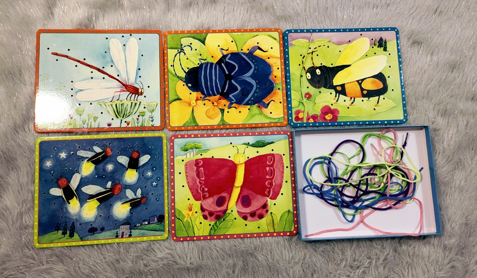 eeBoo “More Friendly Bugs” Lacing Cards with 5 Cards & Laces (for ages 5+)