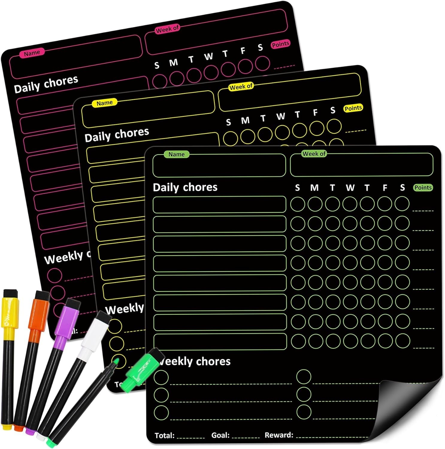 Magnetic Chore Chart for Kids Adult Teens Family – Daily Responsibility Chart wi