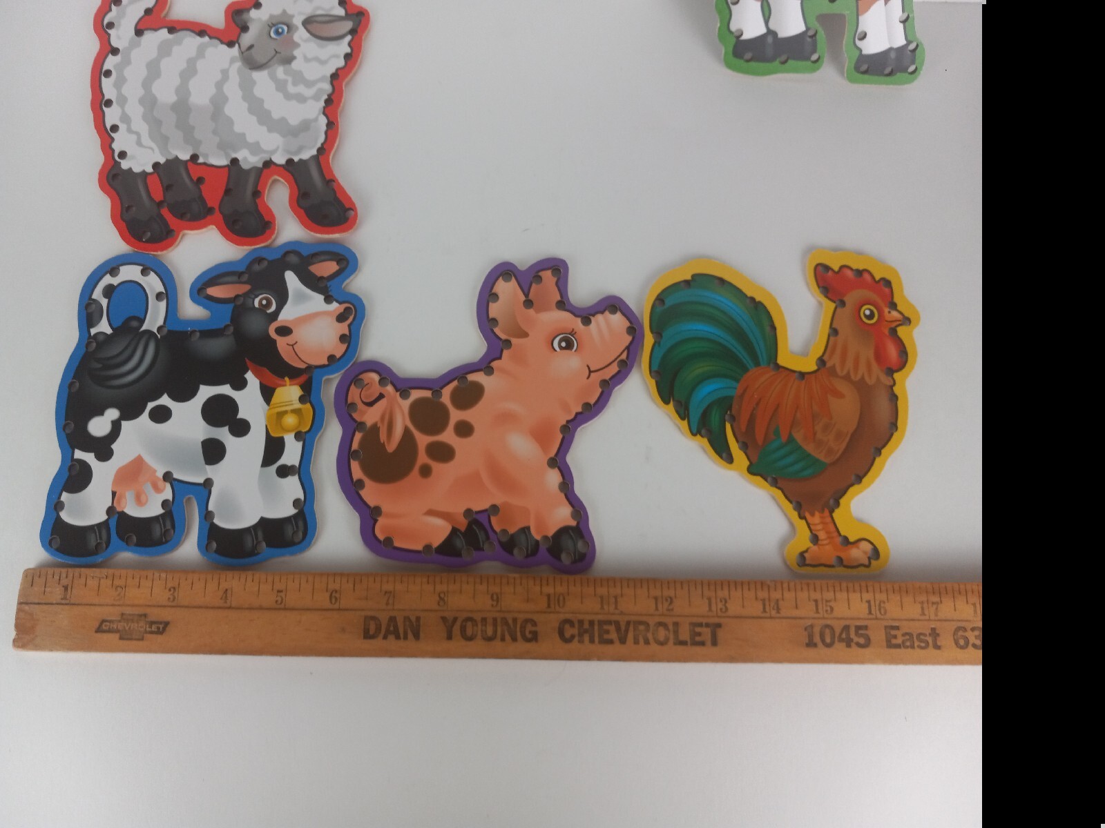 5 piece Farm Animal Lacing Board Education Manipulatives with colorful laces