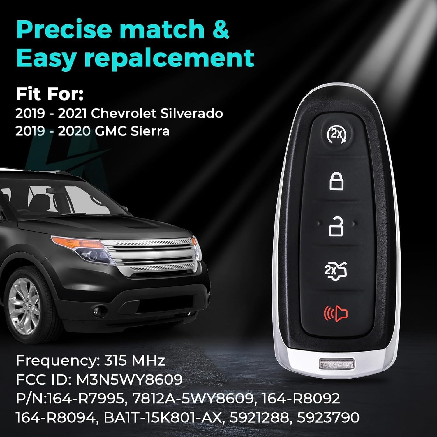 HelloAuto Key Fob for Ford Flex Explorer Escape 2013-2017, Keyfob