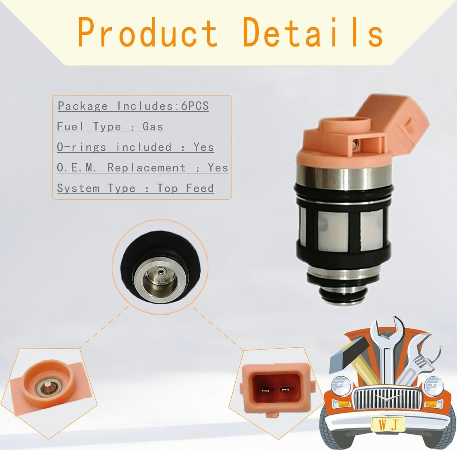 Fuel Injectors 1 Hole 6PCS Compatible with Nissan 1990-2005 16600-88G10 | Com…