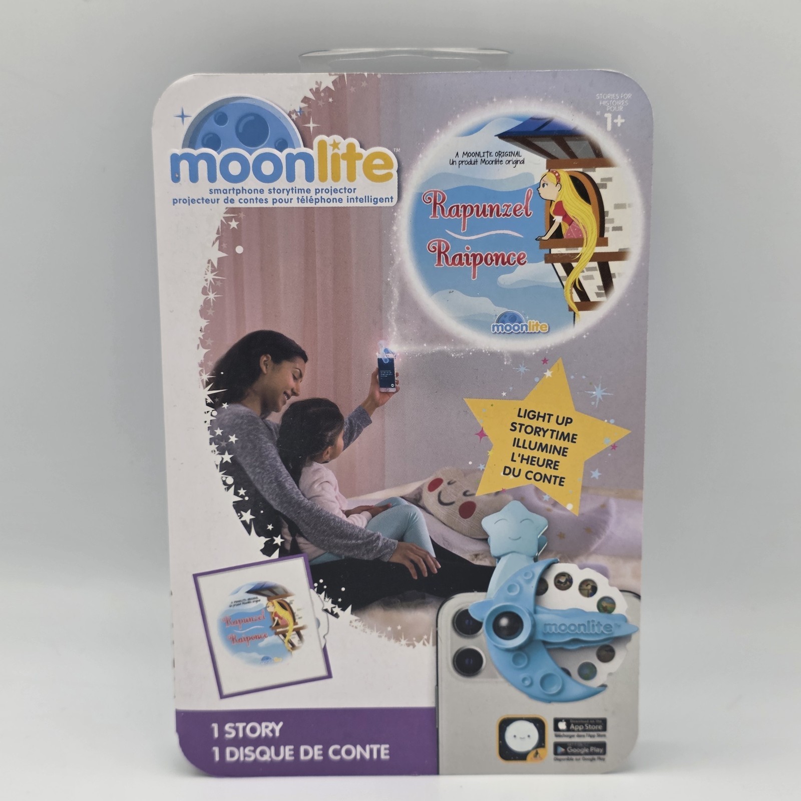 Moonlite Story Projector + 3 Discs Rapunzel Hanzel & Gretel Jack & The Beanstalk