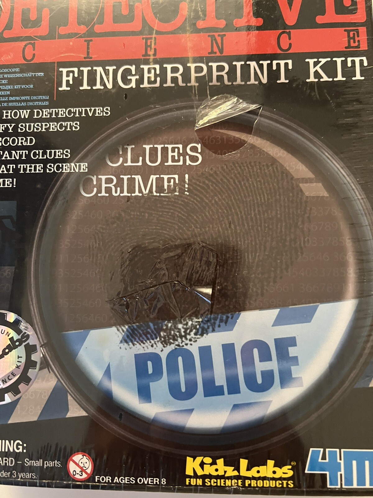 4M Kidzlabs Detective Science Fingerprint Kit Clues Crime. New/Sealed Box
