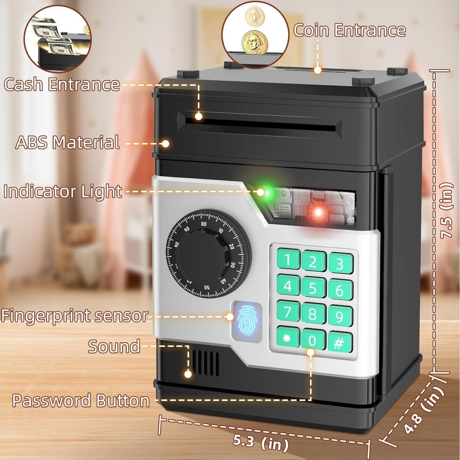 Piggy Bank, Automatic Electronic Piggy Bank for Kids Boys Girls