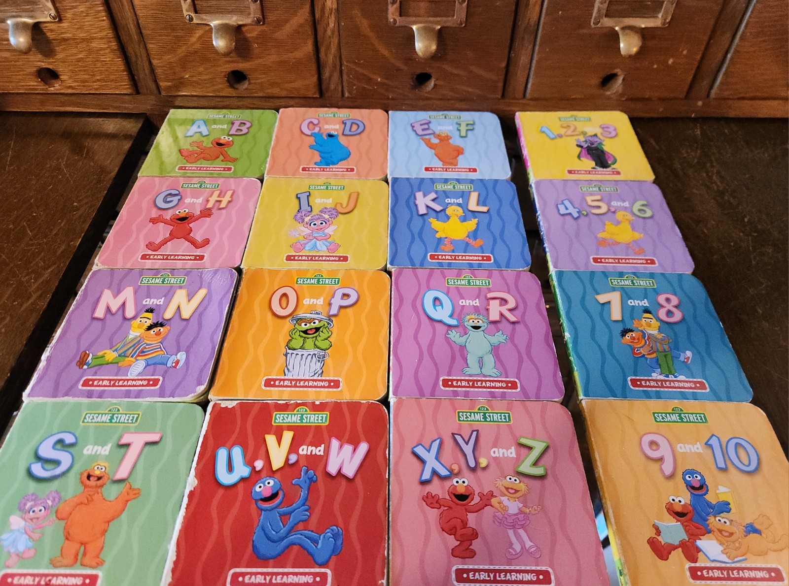 Sesame Street Learning Bus Board Books 2013 Set ABCs & 123s Elmo & Friends