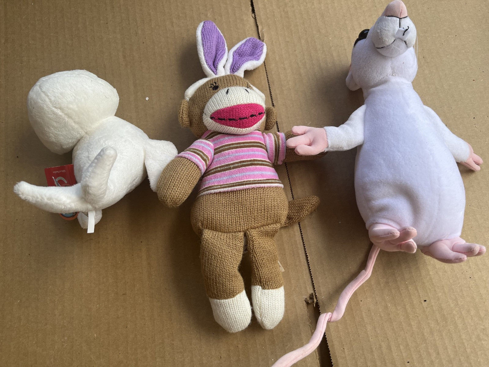 Dreamy Eyed White Seal 7″ Rat 10″ Sock Monkey 12″ Plush Soft Toy Stuffed Animal