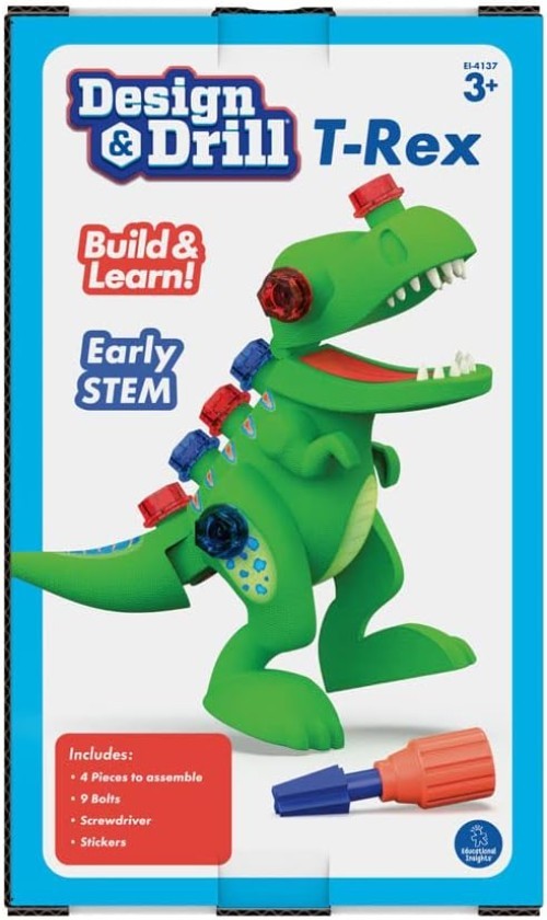Interactive Design & Drill T-Rex: 12-Piece Toy for Motor Skills Development