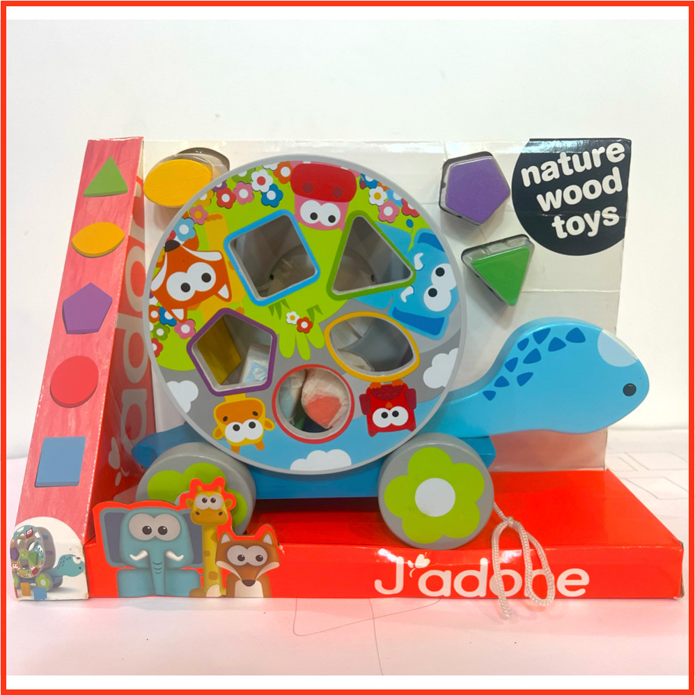 J’adore Pull Along Turtle Shape Sorter Wooden Toy Montessori Educational Kids