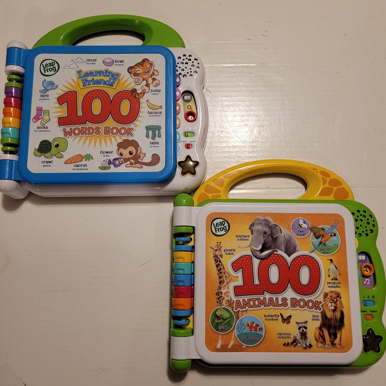 Leap Frog Learning Friends 100 Words Book & 100 Animals Book Lot (Set of 2)