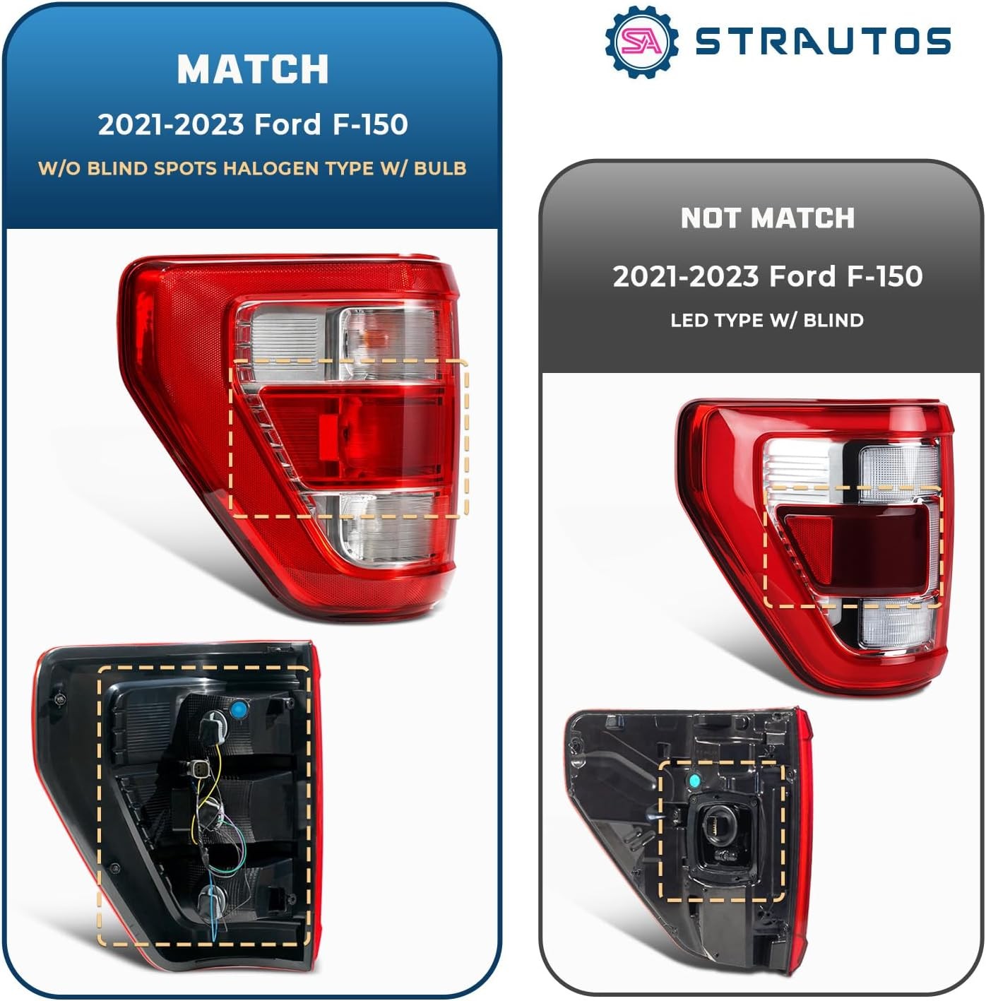 Tail Lights Compatible With 2021 2022 2023 Ford F150 XL STX with Bulbs OEM Rear