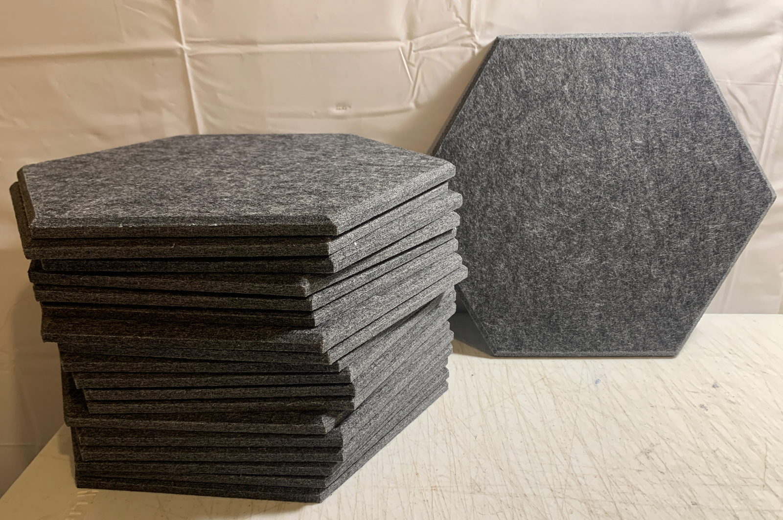 Hexagon Felt Board Dark Grey 19 Pieces 11.5in Only No Adhesive Tape Included