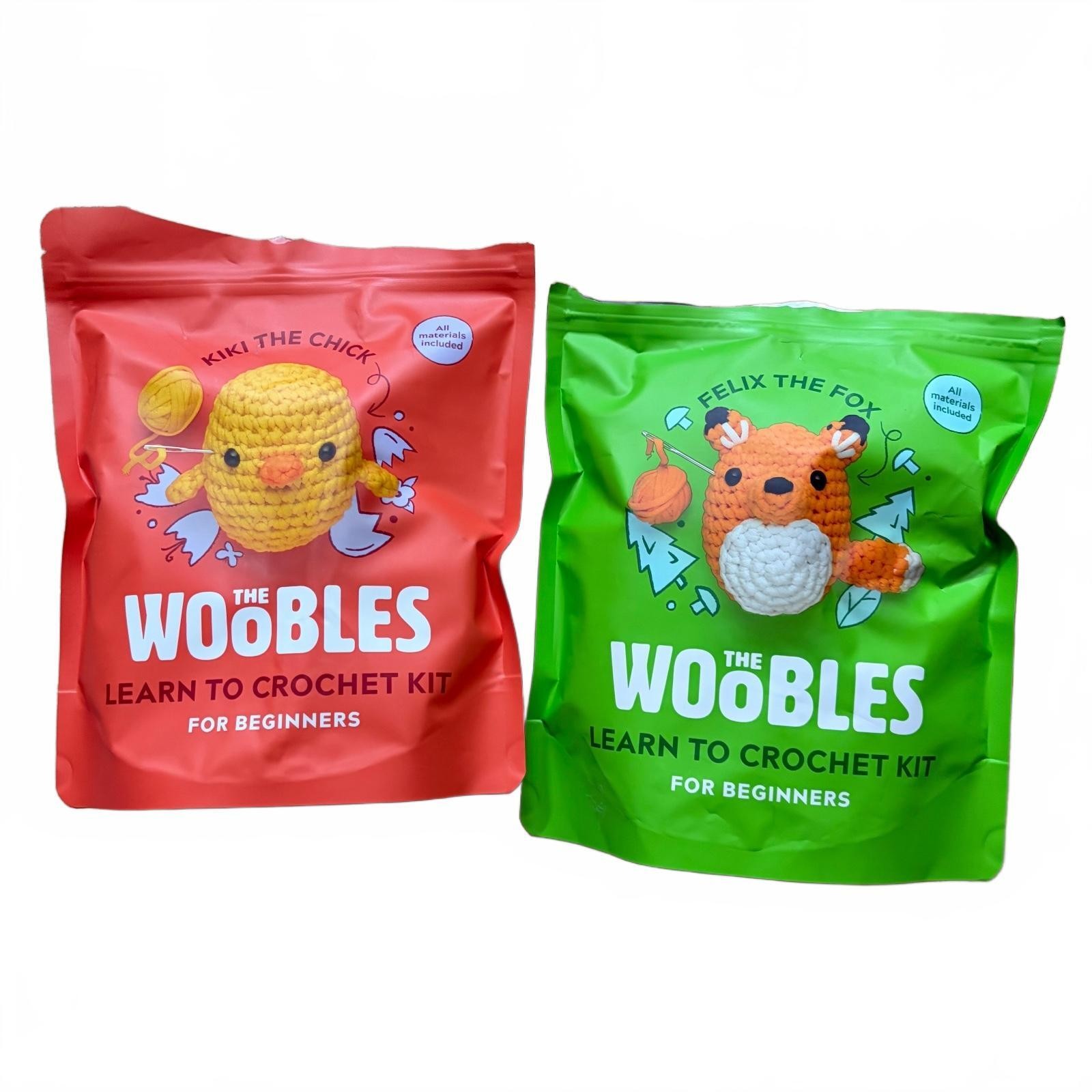 Lot of 2 The Woobles Felix the Fox Crochet Kiki the Chick Kit Beginner Open NWOT