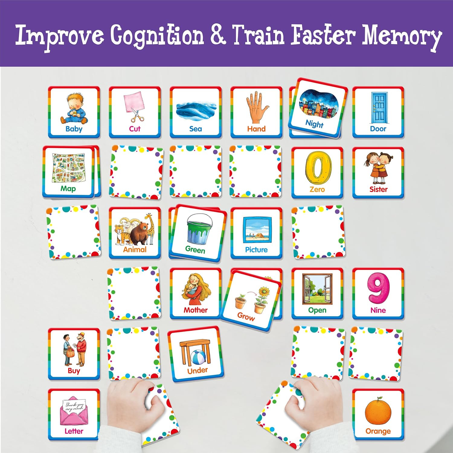 Memory Matching Game, 72 PCS Sight Words Matching Cards for Kids, 36 Pairs Memor