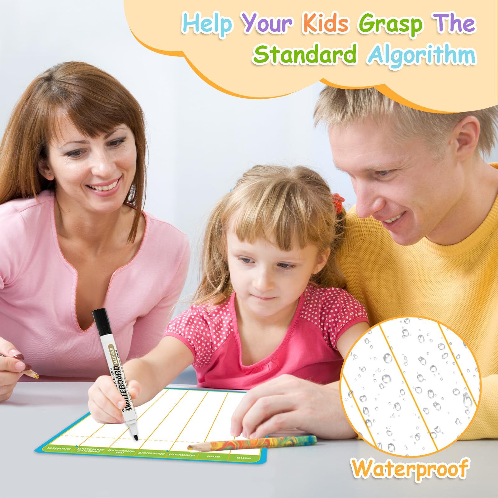 12 Pack Long Division Dry Erase Card Chart,12″ x 9″ Multiplication Flash Card…