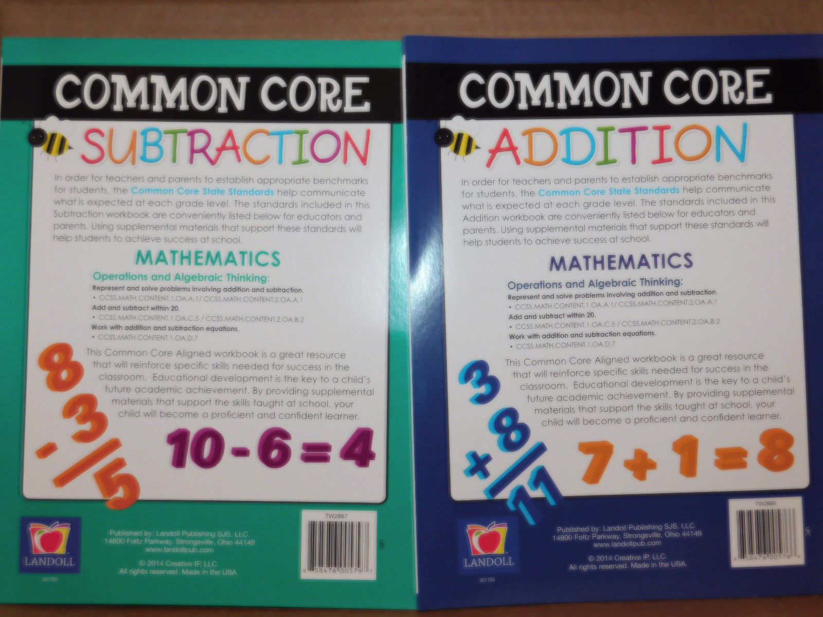 Grade 1 & 2 Math Addition & Subtraction TWO Workbooks
