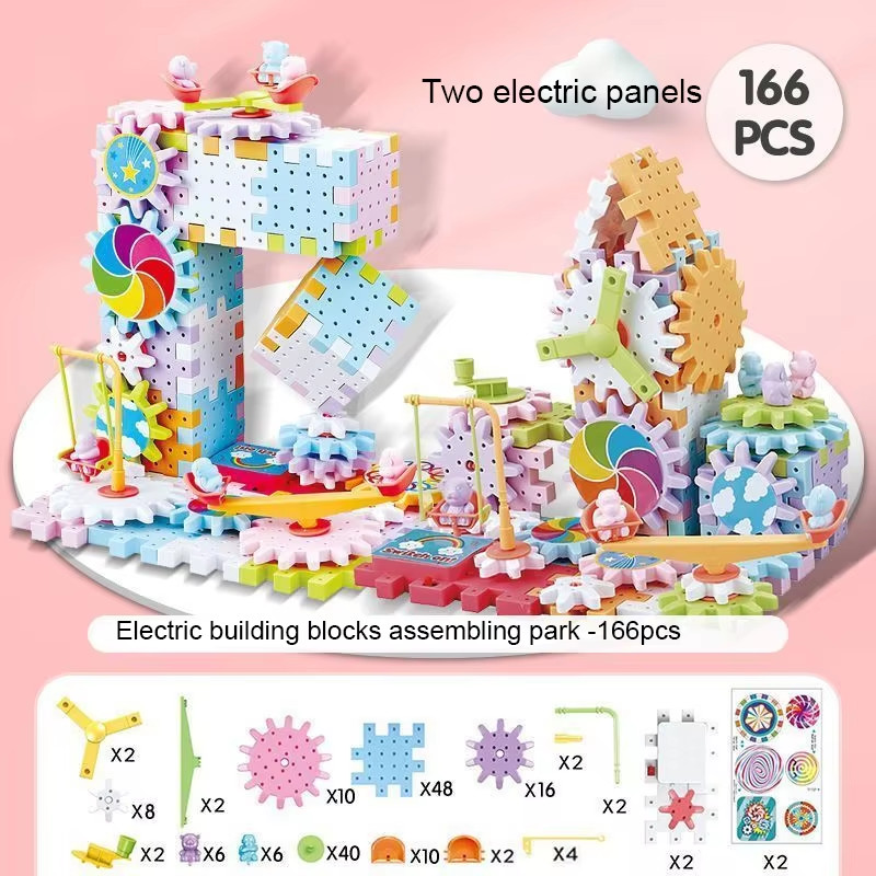 Hot 83-263 PCS Electric Gears 3D Puzzle Model Building Kits Plastic Brick Blocks