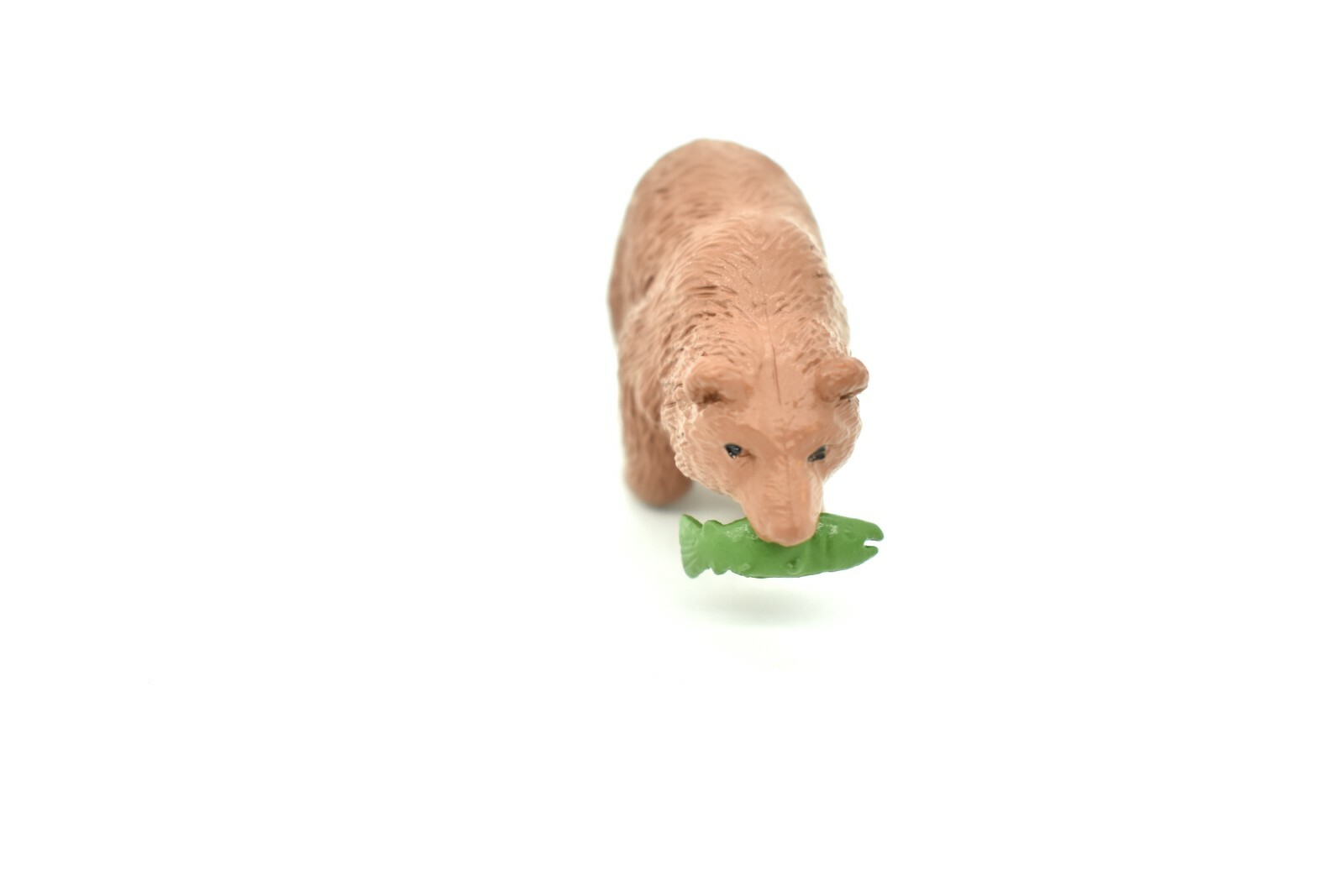 Grizzly Bear, Brown Bear with Fish Realistic Small Toy Model Plastic 2″ F3528