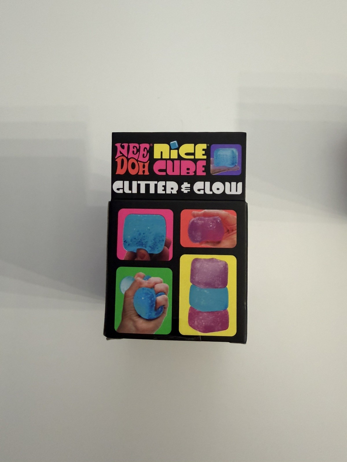 Lot of 2 NeeDoh Nice Cube Glitter & Glow squishy Squish Toy Schylling