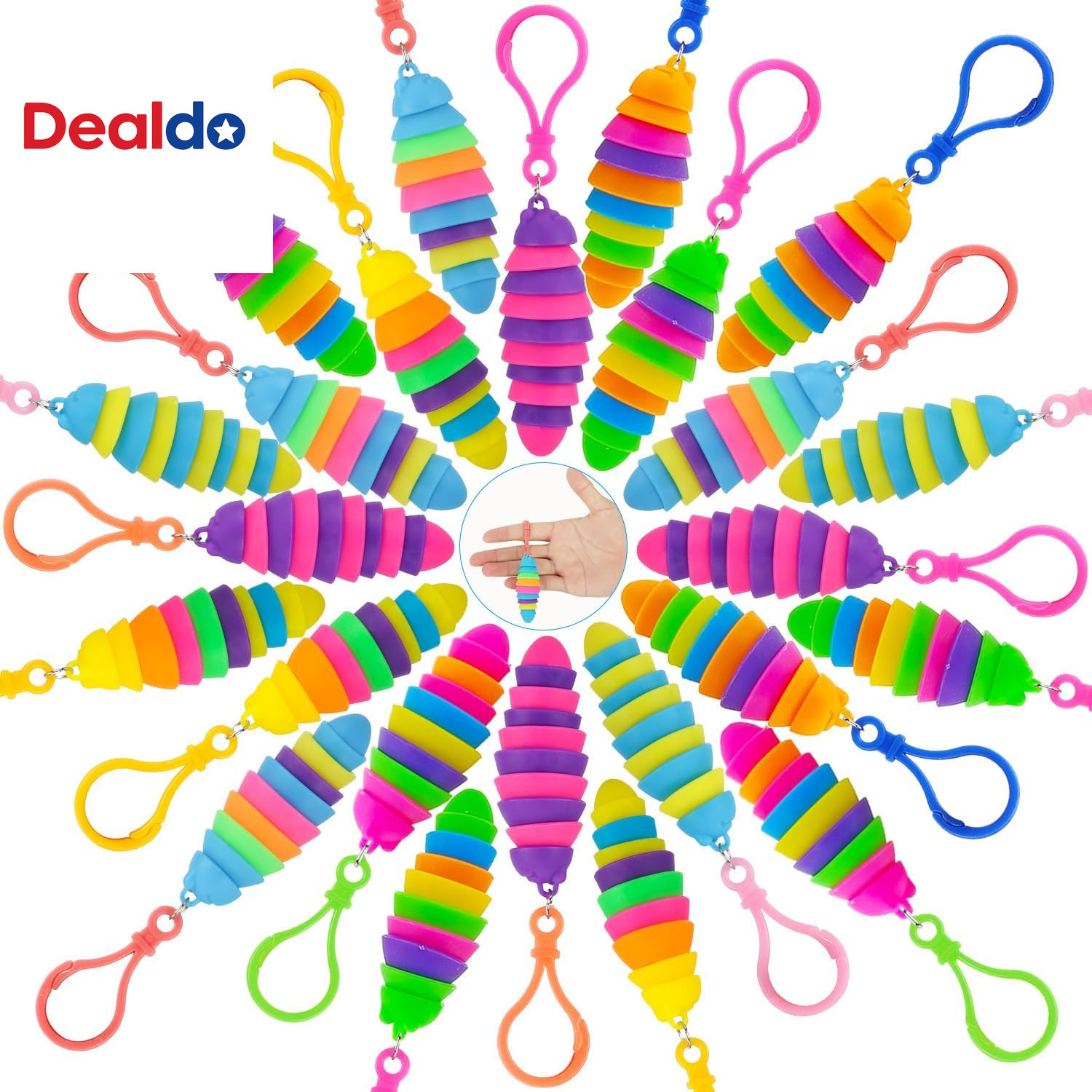 24 PCS Sensory Slug Toys, Articulated Stretch Caterpillar Toy, Anxiety Relief Fi
