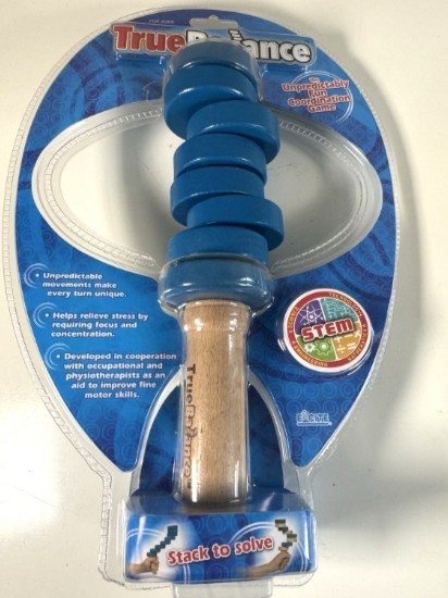 NEW True Balance Handheld Wooden Toy Game by Excite STEM Coordination Blue Nat