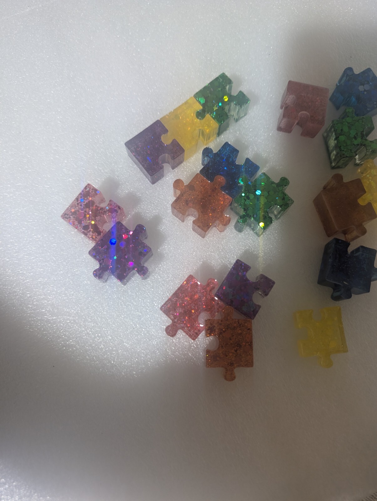 3d Block Sparkle Glitter Jigsaw Pieces Purple Green Resin Acrylic Crystal Puzzle