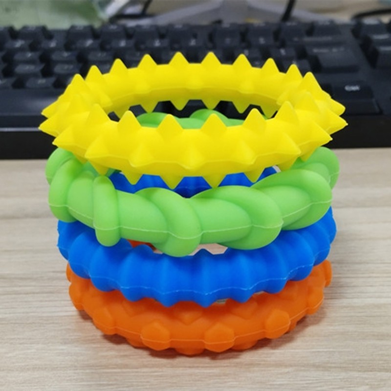 Textured Silicone Sensory Wrist Band for Concertrate and Stress Relief 4Pieces