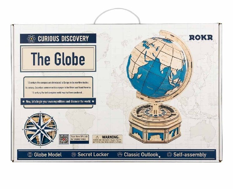 Hands Craft DIY 3D Wooden Puzzle Globe Earth Model, ST002