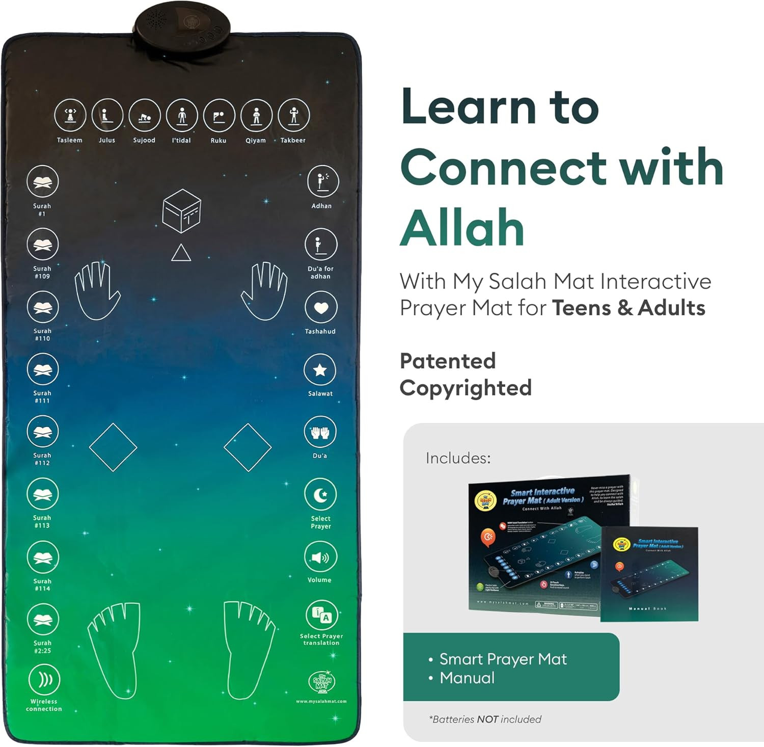 for Adults – Smart Interactive Prayer Mat for Adults & Reverts Learning Surahs,