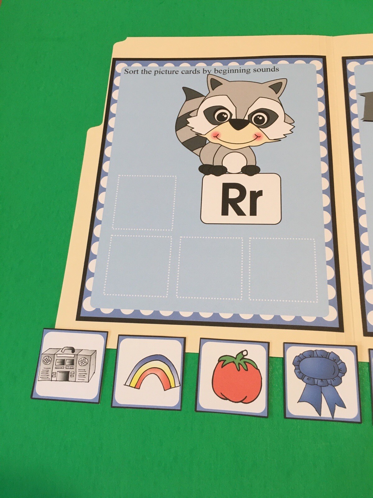 Roger Raccoon – Letter Rr – DIY File Folder game – Printed / Uncut