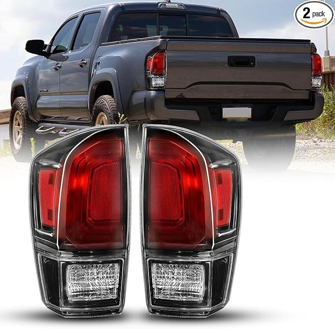 16-23 Toyota Tacoma Pickup Tail Lights Black Smoked Assembly Pair 81550-04170