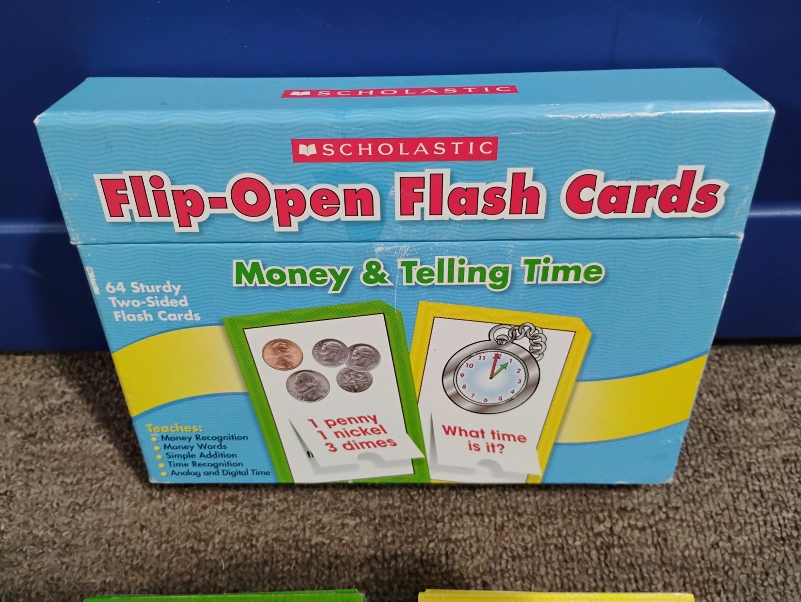 Scholastic Flip-Open Flash Cards Money & Telling Time COMPLETE