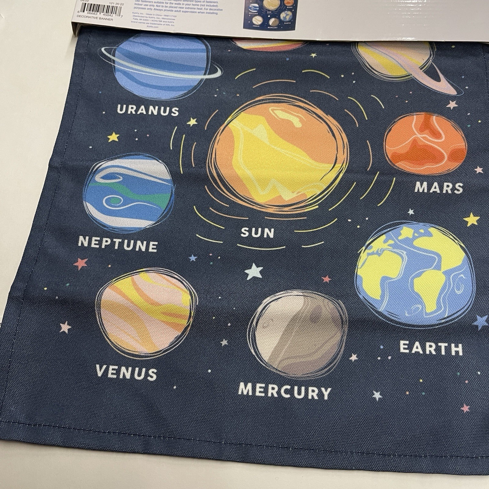 Kohls Science Planets Decorative Banner, 15x17x.47” Blue Banner Rope Hanging