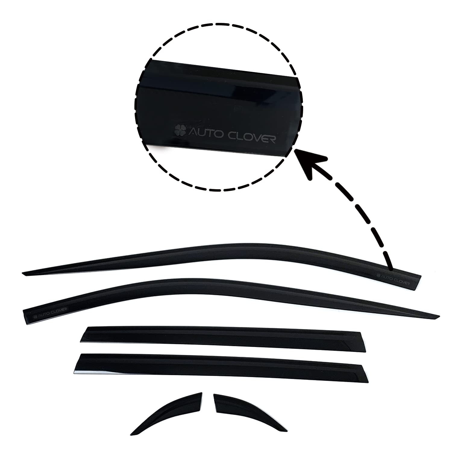 AUTOCLOVER Tape-On Rain Guards Window Visors 6 Pcs Set for Toyota Rav4 2019 2020