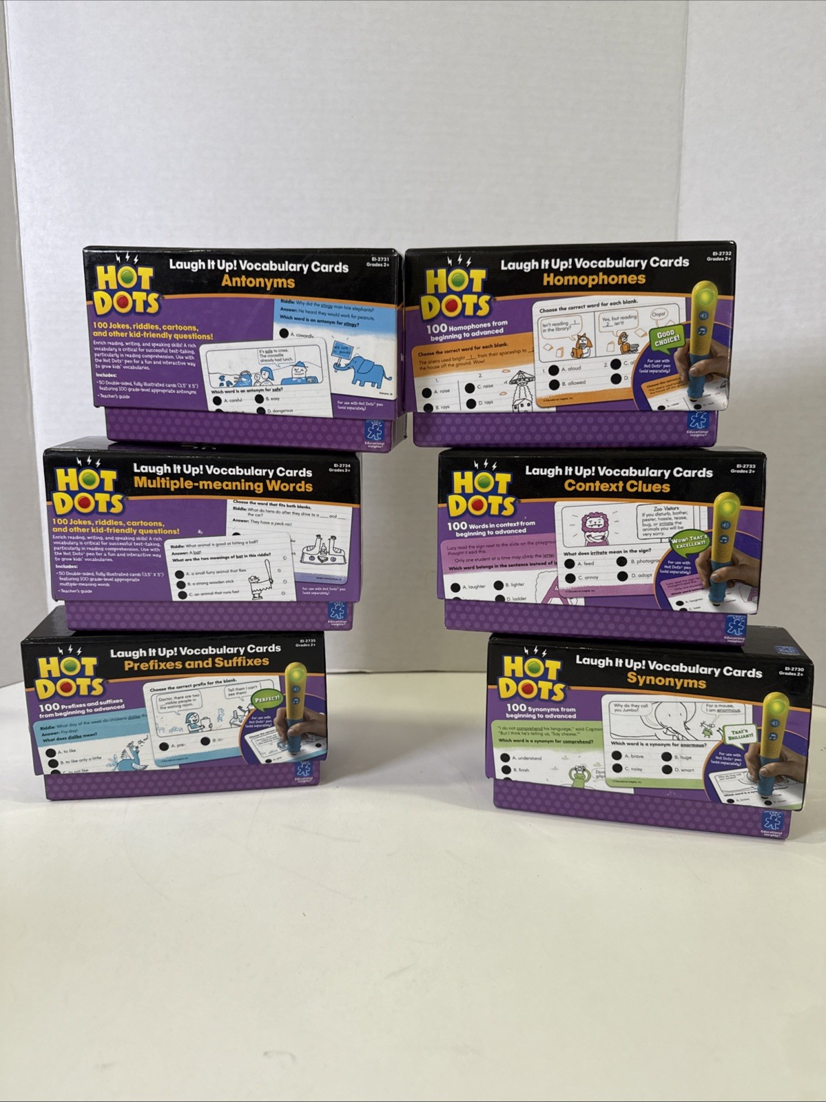 Lot of 6 Educational Insights Hot Dots Laugh It Up! Vocabulary Cards ELA Reading